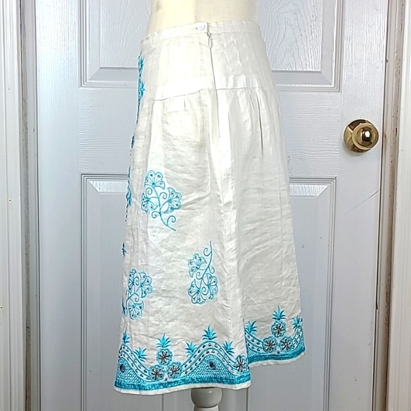 Anne Carson Vintage Linen Embroidered Skirt - Picture 5 of 12